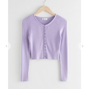 & Other stories ribbed cropped cardigan lilac size M NWT